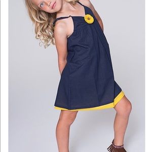 Yo Baby Sz 11 Girls Blue Yellow Button Back Dress